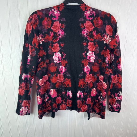 Talbots merino wool sweater cardigan floral‎ print size Small Petite - Picture 2 of 5
